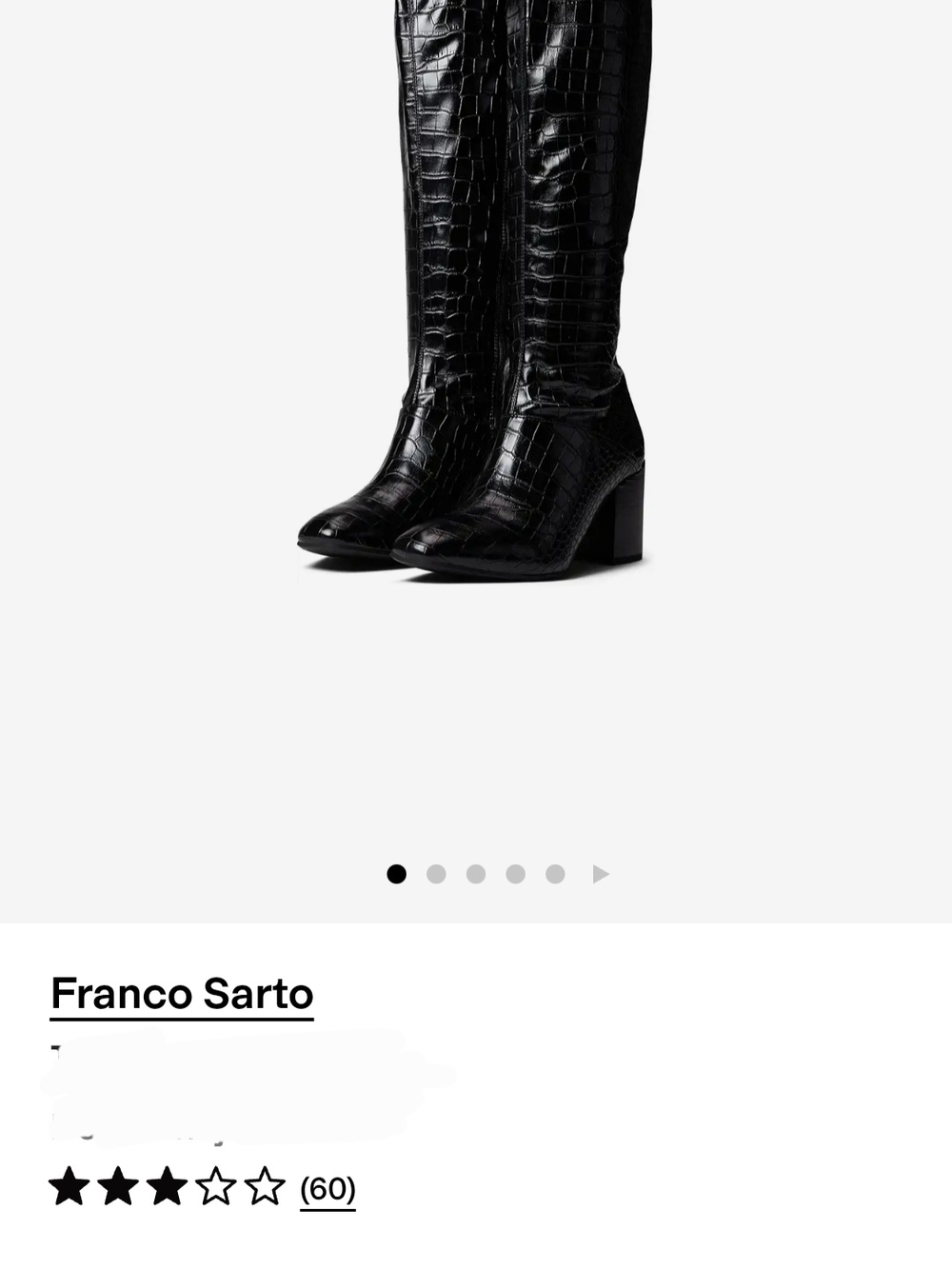 Franco Sarto Women's Black Croc-Embossed Knee Boots